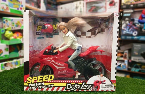 عروسک باربی دفا لوسی موتور سوار با کلاه کاسکت قرمز مدل Defa Lucy Doll 8459_اسباب بازی عروسک دخترانه