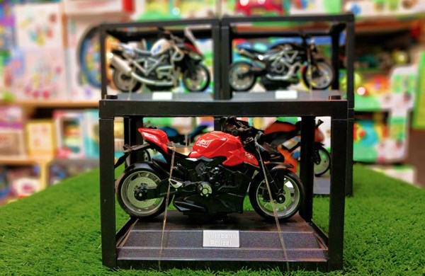 موتور اسباب بازی عقب کش موزیکال همراه با قاب رنگ قرمز_اسباب بازی موتور