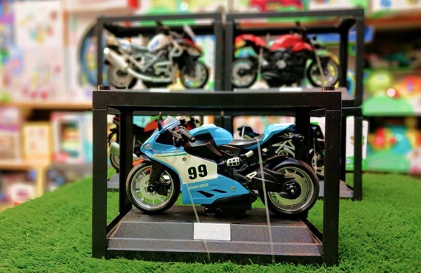 موتور اسباب بازی عقب کش موزیکال همراه با قاب رنگ آبی_اسباب بازی موتور