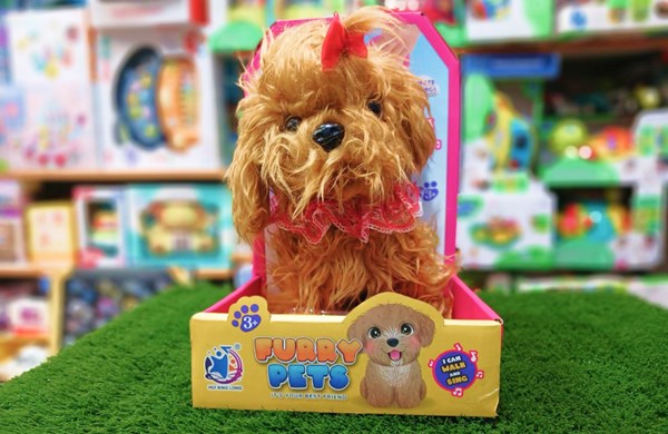 عروسک رباتیک هاپو پشمالو قهوه ای موزیکال با دسته ی کنترلی Puppy Pets Interactive Dog_عروسک رباتیک