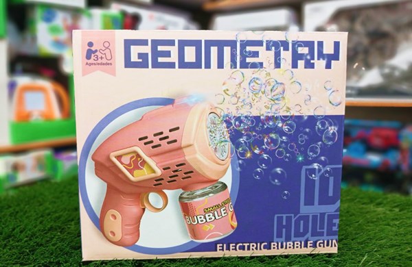 تفنگ اسباب بازی حباب ساز چراغ دار رنگ صورتی مدل Geometric Bubble Gun_اسباب بازی تفنگ