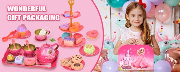 اسباب بازی ست چای خوری و شیرینی خوری فلزی عصرانه 52 تکه طرح پرنسس_اسباب بازی لوازم خانگی