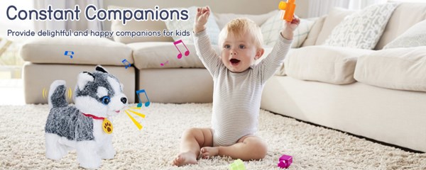 عروسک رباتیک هاپو پشمالو سخنگو و موزیکال با دسته ی کنترلی طوسی مدل Electric Singing Dog Toys 968_عروسک رباتیک