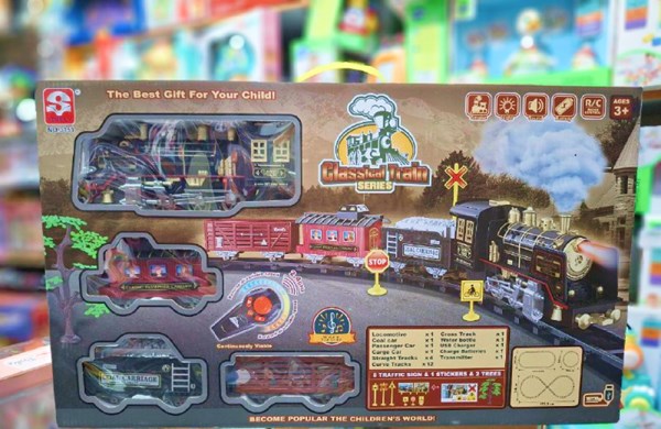 قطار اسباب بازی کنترلی شارژی موزیکال دودزا به همراه ریل_اسباب بازی ماشین