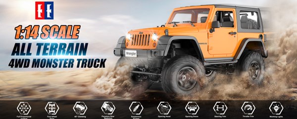 ماشین کنترلی جیپ آفرود مقیاس 1:14 مدل Jeep Wrangler DOUBLE E_اسباب بازی ماشین کنترلی