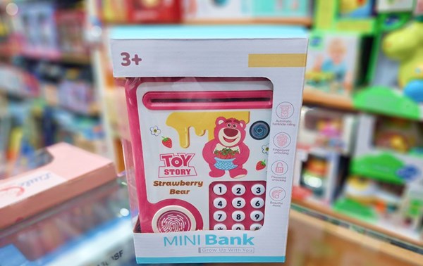 گاوصندوق اثر انگشتی رمز دار باتری خور طرح لاتسو هاگین مدل MINI BANK 313_اسباب بازی مشاغل