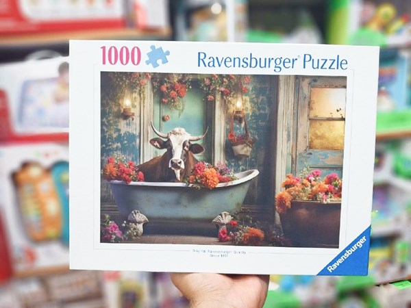 پازل 1000 قطعه راونزبرگر Ravensburger طرح گاو در حمام_اسباب بازی لگو