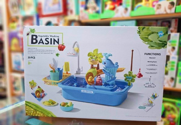 اسباب بازی سینک ظرفشویی و قلاب ماهیگیری 39 قطعه مدل 810 Vegetable Washing Basin_اسباب بازی لوازم خانگی