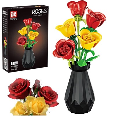 لگو گل رز رنگی و گلدان مدل 3026