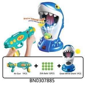 اسباب بازی تفنگ تیر توپی به همراه کوسه گرسنه مدل Shark air shooting foam ball target toys kids popper guns_اسباب بازی تفنگ