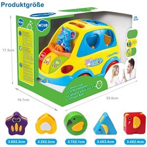 اسباب بازی موزیکال ماشین فیلی هولی تویز مدل 896 Hola Toys Learning Educational Toys Cartoon Car Funny Kid Bus Game Matching Game _اسباب بازی نوزادی