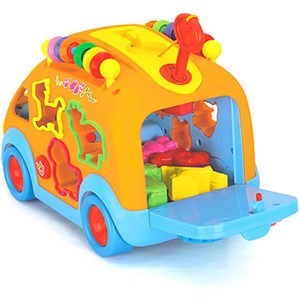 اسباب بازی نوزادی موزیکال اتوبوس شادی هولی تویز مدل 988 Hola Toys Activity Shape Sorting Bus _اسباب بازی نوزادی