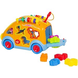 اسباب بازی نوزادی موزیکال اتوبوس شادی هولی تویز مدل 988 Hola Toys Activity Shape Sorting Bus _اسباب بازی نوزادی