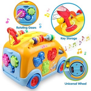 اسباب بازی نوزادی موزیکال اتوبوس شادی هولی تویز مدل 988 Hola Toys Activity Shape Sorting Bus _اسباب بازی نوزادی