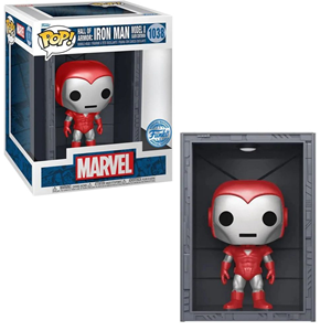 اسباب بازی اکشن فیگور اسپشیال 9 سانتی فانکو پاپ زره مدل 8 مرد آهنی با محفظه نگهداری مدلFunko POP - Marvel - Hall of Armor - Iron Man Model 8 Silver Centurion - Bobble Head - Exclusive _اسباب بازی اکشن فیگور
