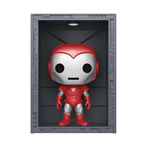 اسباب بازی اکشن فیگور اسپشیال 9 سانتی فانکو پاپ زره مدل 8 مرد آهنی با محفظه نگهداری مدلFunko POP - Marvel - Hall of Armor - Iron Man Model 8 Silver Centurion - Bobble Head - Exclusive _اسباب بازی اکشن فیگور