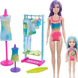 اسباب بازی استودیوی عروسک های جادویی همراه با 50 سورپرایز مدل Mattel - Dolls - Color Reveal Gift Set Tie-Dye Fashion Maker With 2 Dolls _اسباب بازی عروسک دخترانه