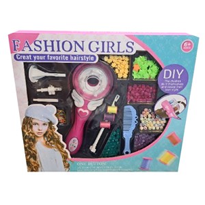 ست اسباب بازی لوازم آرایشی دستگاه بافت مو همراه با نخ رنگی و مهره _اسباب بازی اکسسوری