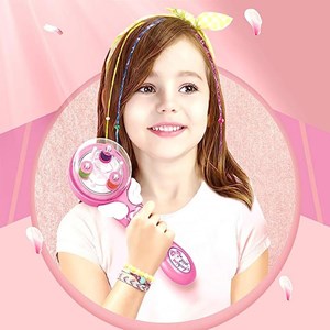 ست اسباب بازی لوازم آرایشی دستگاه بافت مو همراه با نخ رنگی و مهره _اسباب بازی اکسسوری