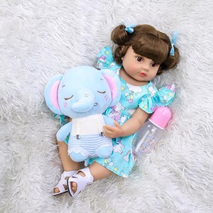 عروسک دخترانه سیلیکونی دختر بچه همراه با عروسک فیل و وسایل_اسباب بازی عروسک دخترانه