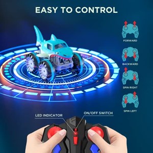 اسباب بازی ماشین کنترلی کوسه هیولای آب و خاک مدل 313-989 Amphibious Remote Control Car_اسباب بازی ماشین کنترلی