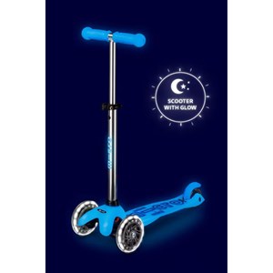 اسکوتر مینی دلوکس نئوکروم با بدنه شفاف و چرخ های چراغ دار مدل Micro - Mini Micro Deluxe Glow LED - Artic Blue _اسباب بازی اسکوتر