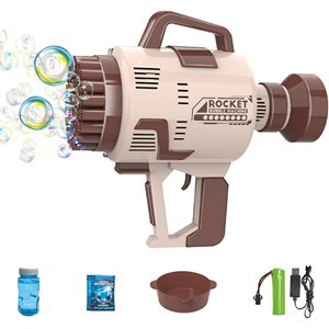 اسباب بازی تفنگ حباب ساز شارژی با 49 سوراخ به همراه محلول حباب‌دار مدل Rocket Bubble Gun_اسباب بازی تفنگ