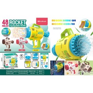 اسباب بازی تفنگ حباب ساز شارژی با 49 سوراخ به همراه محلول حباب‌دار مدل Rocket Bubble Gun_اسباب بازی تفنگ