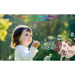 اسباب بازی تفنگ حباب ساز شارژی با 49 سوراخ به همراه محلول حباب‌دار مدل Rocket Bubble Gun_اسباب بازی تفنگ