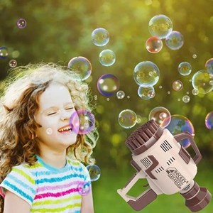 اسباب بازی تفنگ حباب ساز شارژی با 49 سوراخ به همراه محلول حباب‌دار مدل Rocket Bubble Gun_اسباب بازی تفنگ