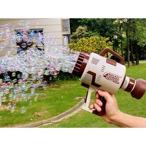 اسباب بازی تفنگ حباب ساز شارژی با 49 سوراخ به همراه محلول حباب‌دار مدل Rocket Bubble Gun_اسباب بازی تفنگ