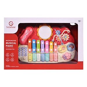 پیانو 6 کاره موزیکال و چراغدار آموزشی صورتی Electric Musical Piano Toy_اسباب بازی موسیقی