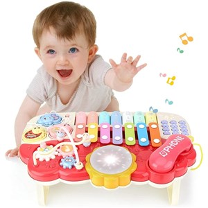 پیانو 6 کاره موزیکال و چراغدار آموزشی صورتی Electric Musical Piano Toy_اسباب بازی موسیقی