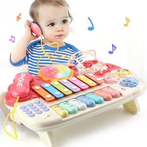 پیانو 6 کاره موزیکال و چراغدار آموزشی صورتی Electric Musical Piano Toy_اسباب بازی موسیقی