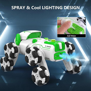 ربات اسباب بازی سگ کنترلی هشت چرخ دودزا سبز Stunt Dog Robot 8wd_اسباب بازی ربات