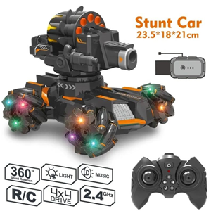 ماشین کنترلی شارژی تانک مولتی دریفت تیر اسفنجی دو ریموت دار Stunt Car Remote Control_اسباب بازی ماشین کنترلی