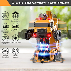 اسباب بازی ماشین کنترلی کامیون کمپرسی تبدیل شونده به ربات مدل ترانسفورمر Remote Control Transformer Dump Truck_ماشین کنترلی