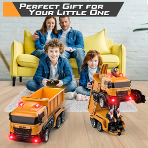 اسباب بازی ماشین کنترلی کامیون کمپرسی تبدیل شونده به ربات مدل ترانسفورمر Remote Control Transformer Dump Truck_ماشین کنترلی