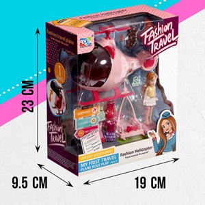 اسباب بازی ست باربی همراه با هلیکوپتر و چند دست لباس مدل Fashion travel_اسباب بازی عروسک دخترانه