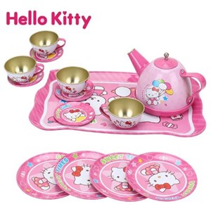 اسباب بازی ست چای خوری فلزی 4 نفره طرح هلو کیتی_اسباب بازی لوازم خانگی