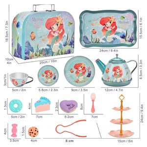 اسباب بازی ست چای خوری و شیرینی خوری فلزی عصرانه 48 تکه طرح پری دریایی_اسباب بازی لوازم خانگی