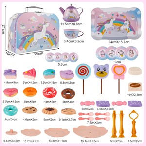 اسباب بازی ست چای خوری و شیرینی خوری فلزی عصرانه 48 تکه طرح یونیکورن_اسباب بازی لوازم خانگی