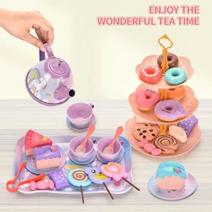 اسباب بازی ست چای خوری و شیرینی خوری فلزی عصرانه 48 تکه طرح یونیکورن_اسباب بازی لوازم خانگی