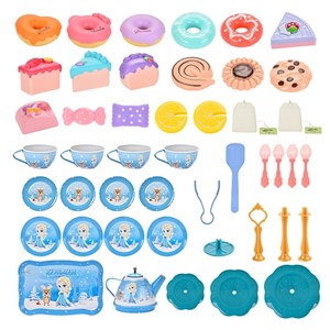 اسباب بازی ست چای خوری و شیرینی خوری فلزی عصرانه 48 تکه طرح فروزن_اسباب بازی لوازم خانگی