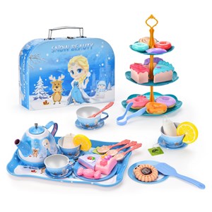 اسباب بازی ست چای خوری و شیرینی خوری فلزی عصرانه 48 تکه طرح فروزن_اسباب بازی لوازم خانگی