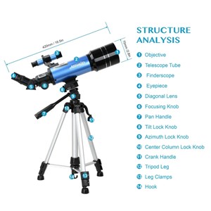 تلسکوپ طبیعتگردی به همراه کوله پشتی مدل AOMEKIE AO2017 70mm Refractor Telescope_اسباب بازی علمی