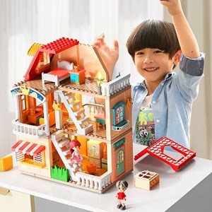 لگو دوپلو ساختمان دوطبقه با وسایل خانه 186 قطعه مدل FEELO 1801_اسباب بازی لگو