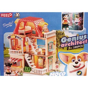 لگو دوپلو ساختمان دوطبقه با وسایل خانه 186 قطعه مدل FEELO 1801_اسباب بازی لگو