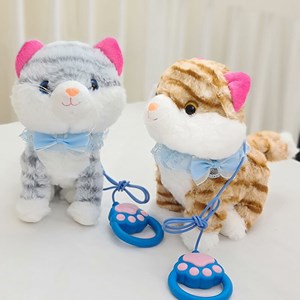 عروسک رباتیک پیشی پشمالو گوش صورتی با دسته ی کنترلی_عروسک رباتیک