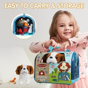 اسباب بازی سگ خانگی به همراه قفس و وسایل دامپزشکی مجموعه 15 عددی_عروسک رباتیک